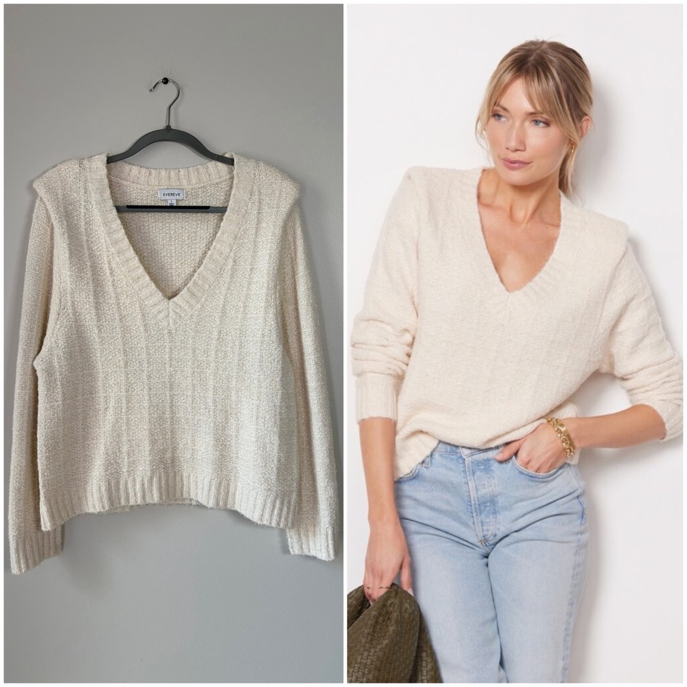 Evereve Ashlynn Strong Shoulder Metallic Grid Sweater